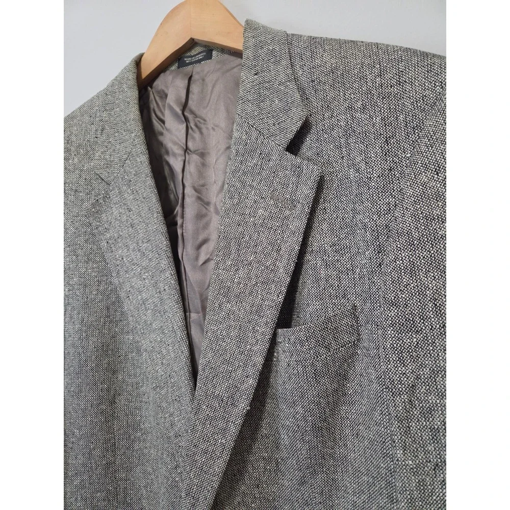 Deansgate Mens 40R Silk Blazer Sport Coat Grey‎ Tweed 2 Button Made in Lithuania